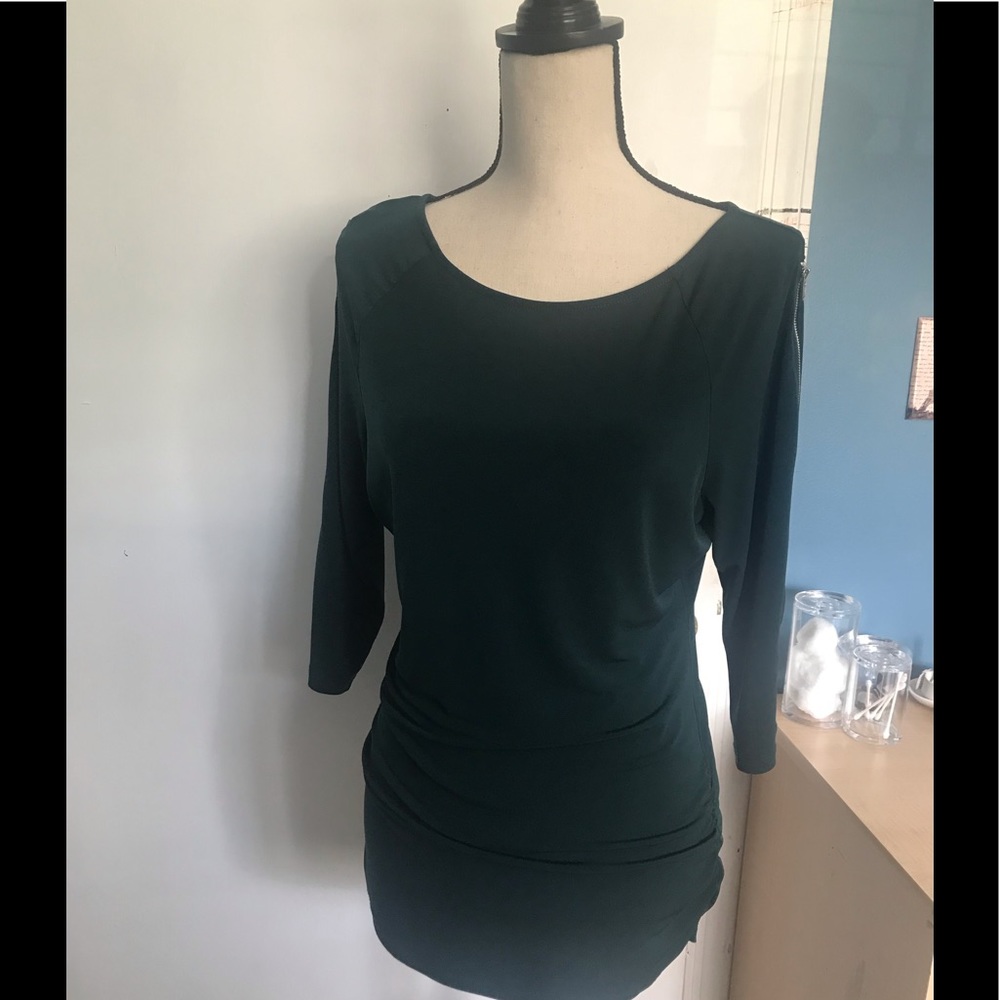Inc dark green fitted blouse size medium